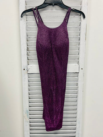 FINAL SALE:  Dear Moon Glitter Strappy Back Cocktail Dress - Purple