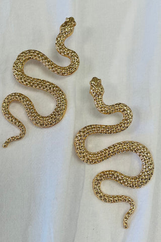 Snake Drop Earrings - Gold