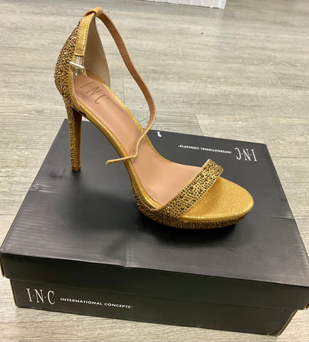 INC Lissy Rhinestone Dressy Stiletto Heels - Gold Bling