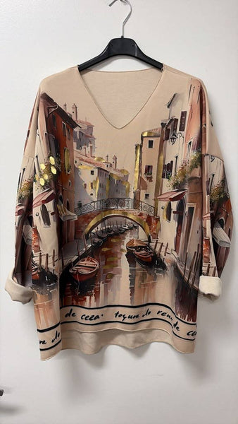 Metallic Venice Printed Top