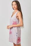 Mystree Floral Printed Denim Shift Dress - Rose Haze