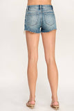 Petra Mid Rise Stretch Jean Shorts with Frayed Hem