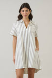 Kamara Striped Ivina Collared Mini Dress- Marshmallow