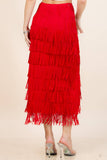 Fringe Skirt-Western Fringed Piñata Midi Skirt