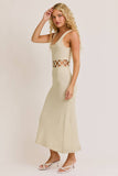 Cristina Square Neck Sleeveless Crochet Midi Dress - Cream