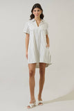 Kamara Striped Ivina Collared Mini Dress- Marshmallow