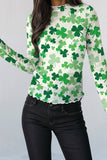 Shamrock Lettuce Trim Mesh Long Sleeve Top