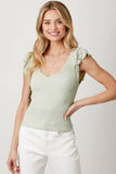 Mystree Flutter Crochet Sleeve Sweater