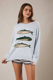 Round Neck Sardines Sweater Top- Melange