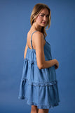 Chic Ruffle Denim Mini Dress