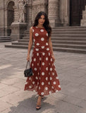 Italian Ruched Mesh Polka Dot Dress