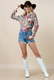 Karen Rodeo Wild  Mesh Print Top