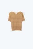 The Q2 Textured Stripe Knit Sweater- Camel