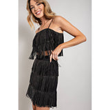 Rhinestone Suede Fringe Tank Top