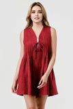 Emmy Pleated Tie Front Gameday Overall Romper