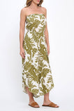 Carrie Leaf Print Strapless Jumpsuit