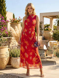 Printed Bodycon Mesh Italian Dress
