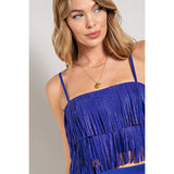 Rhinestone Suede Fringe Tank Top