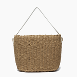 Sunset Straw Bucket Mini Tote Bag: Brown