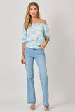 Mystree Double Gauze Printed On and Off Shoulder Top