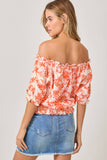 Mystree Double Gauze Printed On and Off Shoulder Top