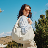 Wanderlust Tote Scrunchie Hobo Bag - White