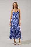 Hagny Pleated Midi Dress Kian Floral- Blue