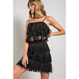 Rhinestone Suede Fringe Tank Top