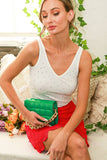 FINAL SALE:  V-Neck Sleeveless Rhinestone Detail Rib Tank Top
