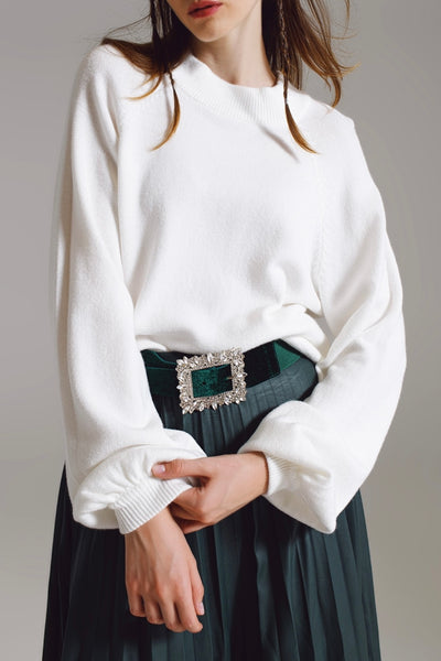 The Q2 Relaxed Style Jumper Sweater with Balloon Sleeve