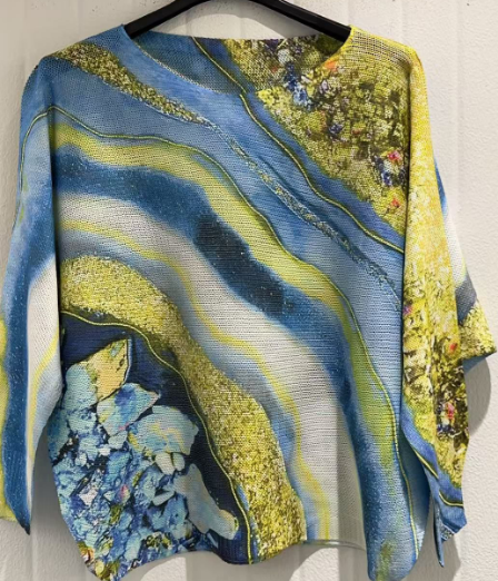 Geo Blue Knit Printed Sweater