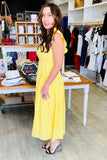 Yudith Smocked Boho Maxi Dress - Yellow