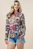 Karen Rodeo Wild  Mesh Print Top