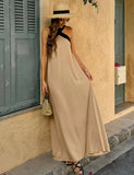 Italian Two-tone Contrast Halter Neck Maxi Dress