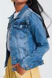 Q2 Cropped Denim Trucker Jacket- Light Denim