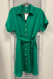 Q2 Relaxed Belted Mini Dress - Green