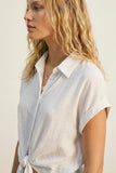 The Q2 Woven Short Sleeve Top- White