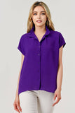 Lila Button Down Short Sleeve Game Day Top