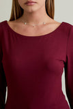 Scooped Neckline with Long Sleeves Top