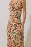Heida Floral Bristol Ruched Maxi Dress- Orange