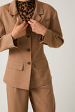 Structured Shoulder Fit & Flare Blazer- Taupe