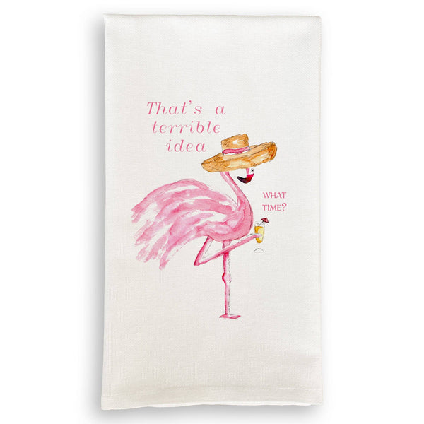 Terrible Idea Flamingo Dishtowel