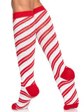 Krystal Candy Cane Knee Socks: Red/White / One Size