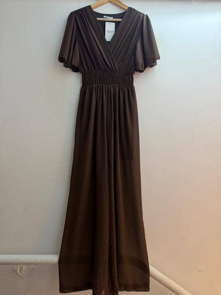 Flutter Sleeve Smocked Waist Italian Jumpsuit