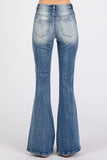 Jackie High Rise Detailed Stretch Flare Jeans - Blue