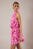 Butterfly Halter Neck Waist Tie Printed Chiffon Dress