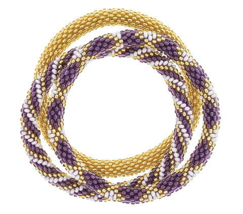 Roll-On® Bracelet Game Day Set of 3 - Purple and Gold