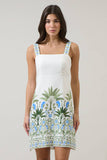 Senara Floral Sally Mini Dress- White Multi