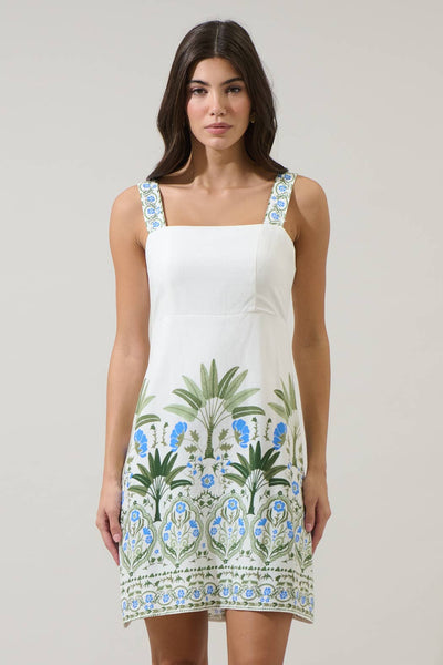 Senara Floral Sally Mini Dress- White Multi