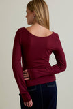 Scooped Neckline with Long Sleeves Top